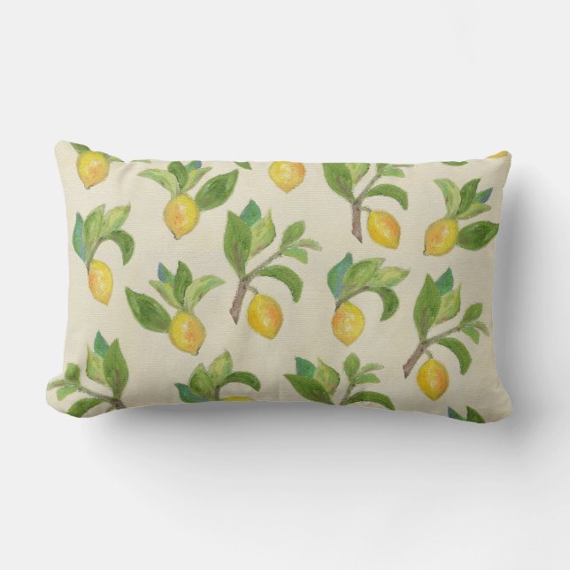 Rectangle coussin lombaire Feuille et citron (Recto)