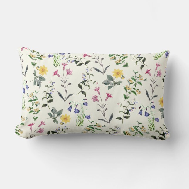 Rectangle Coussin lombaire floral botanique de fleur sauvage (Recto)