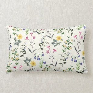 Rectangle Coussin lombaire floral botanique de fleur sauvage