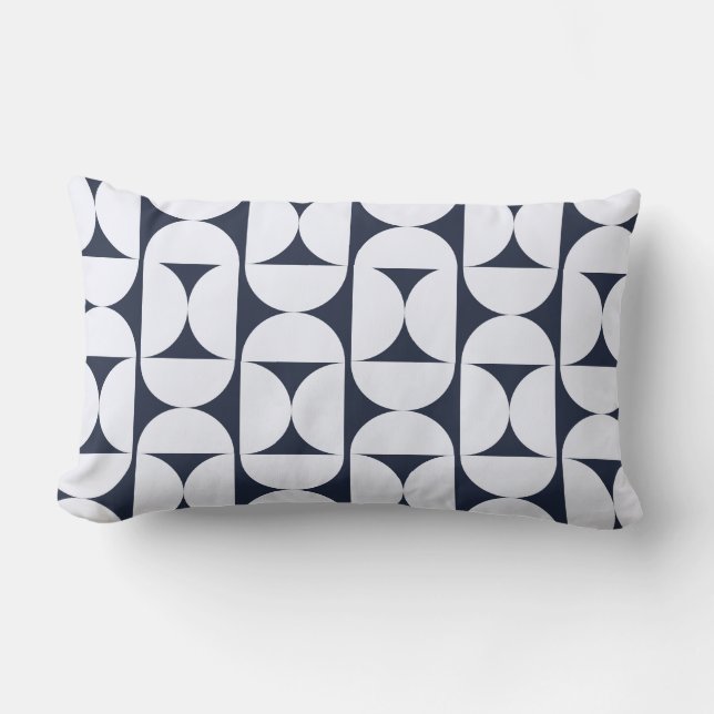 Rectangle  Coussin Lombaire Géométrique Navy Moderne (Recto)