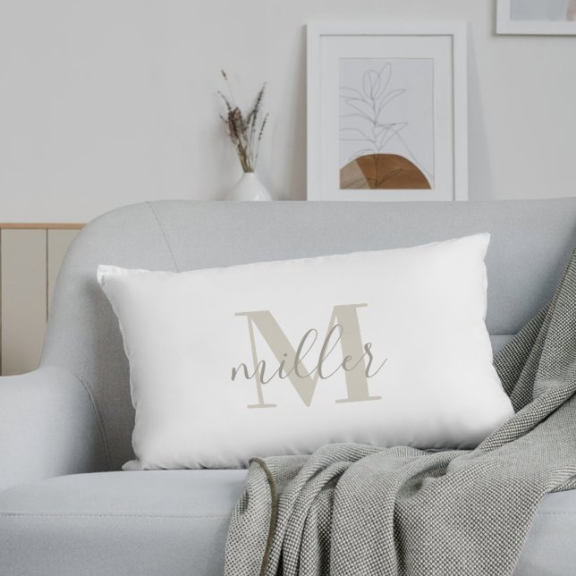 Rectangle Coussin Lombaire Monogramme de Famille à Carreaux  (Créateur téléchargé)