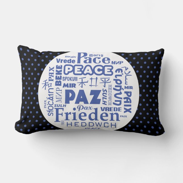 Rectangle Coussin lombaire/paix bleus/noir dans les (Recto)