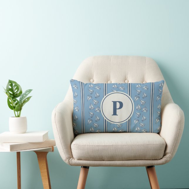 Rectangle Coussin Lombaire Personnalisé avec Bateau de Voile (Chaise)