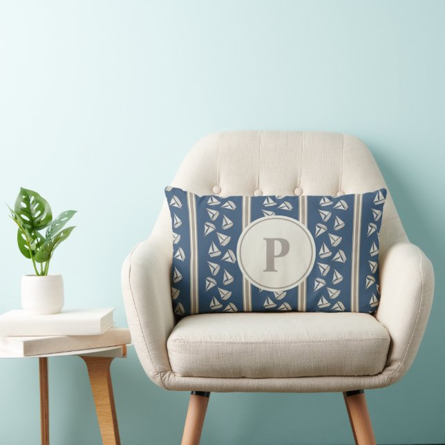 Rectangle Coussin Lombaire Personnalisé avec Bateau de Voile (Chaise)