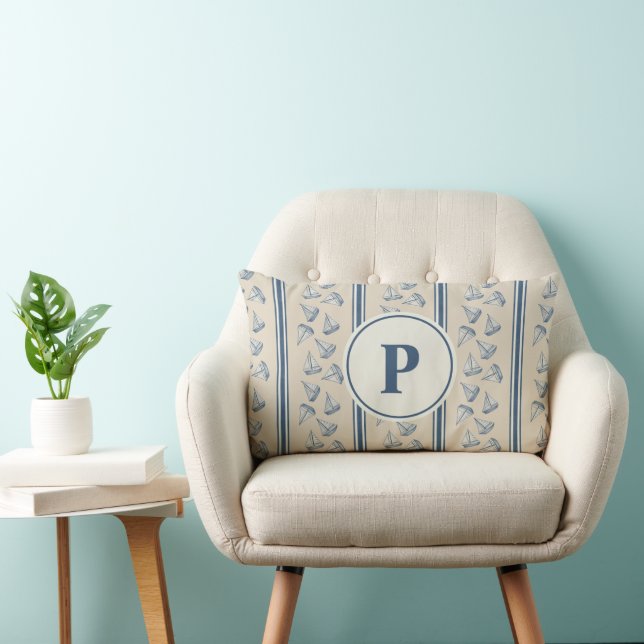 Rectangle Coussin Lombaire Personnalisé avec Bateau de Voile (Chaise)