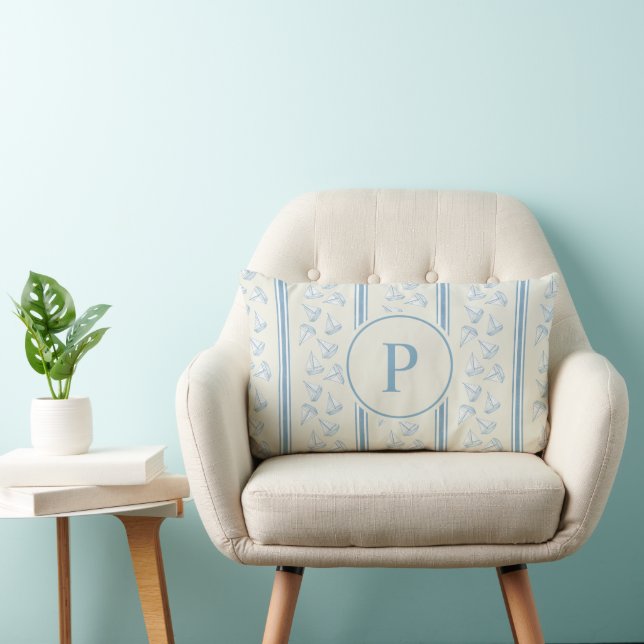 Rectangle Coussin Lombaire Personnalisé avec Bateau de Voile (Chaise)