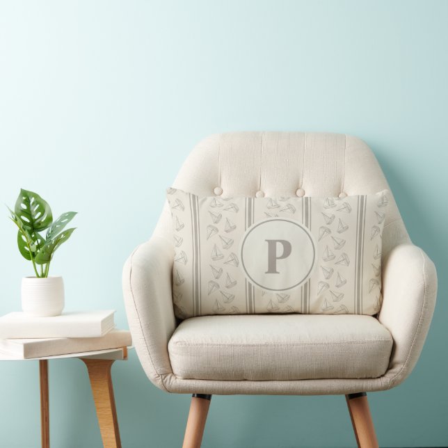 Rectangle Coussin Lombaire Personnalisé avec Bateau de Voile (Chaise)