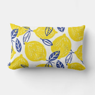 Rectangle coussin lombaire pllow citron et bleu