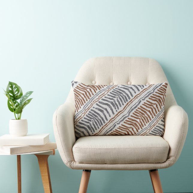Rectangle Coussin lombaire rayé tribal bohème (Chaise)