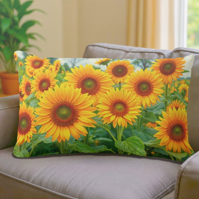 Rectangle Coussin Lombaire Tournesols (Lumbar pillow with sunflowers)