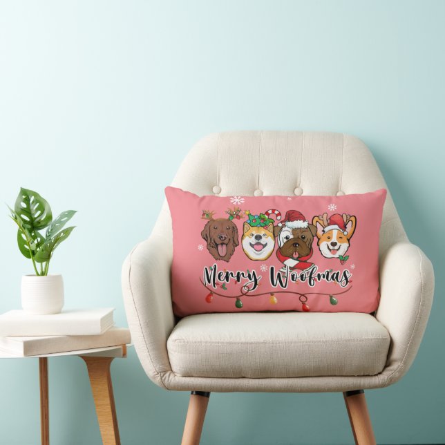 Rectangle Coussin Lombaire Typographie Joyeux Woofmas (Chaise)