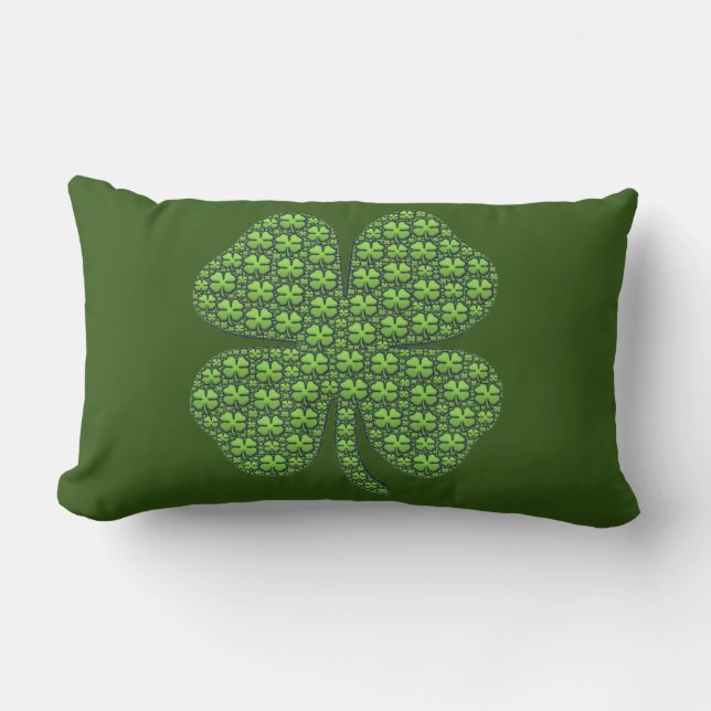 Rectangle Coussin lombaire vert-foncé de trèfle irlandais (Recto)