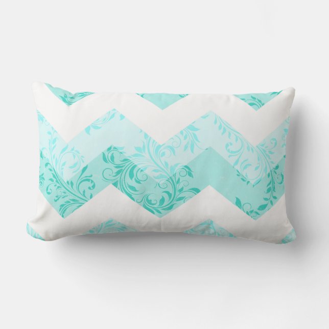 Rectangle coussin lumbar à chevrons damassé à double face Aq (Recto)
