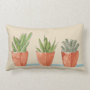 Rectangle Coussin Lumbar avec trois succulents pointillés
