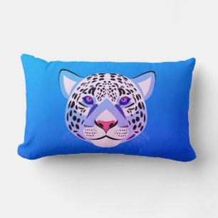 Rectangle Coussin Lumbar de tête Leopard bleu et violet