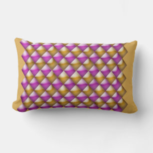 Rectangle Coussin Lumbar - Diamants Magenta et Gold 3-D