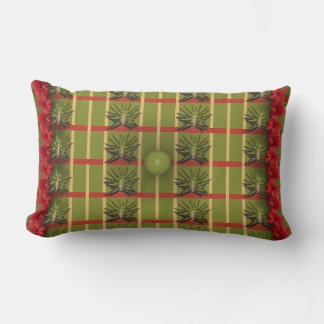 Rectangle Coussin Lumbar en tissu rayé vert, touffeté
