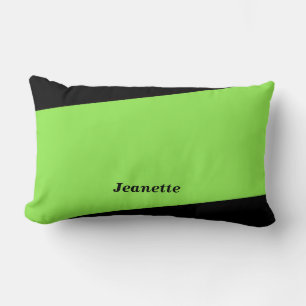 Rectangle Coussin Lumbar minimaliste Neon Vert, Noir, Nom