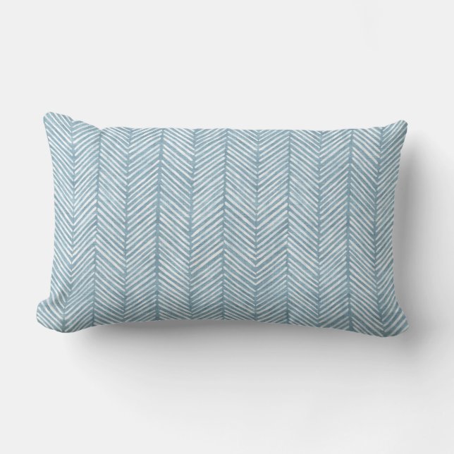 Rectangle Coussin Lumbar Motif Aqua Blue Line (Recto)