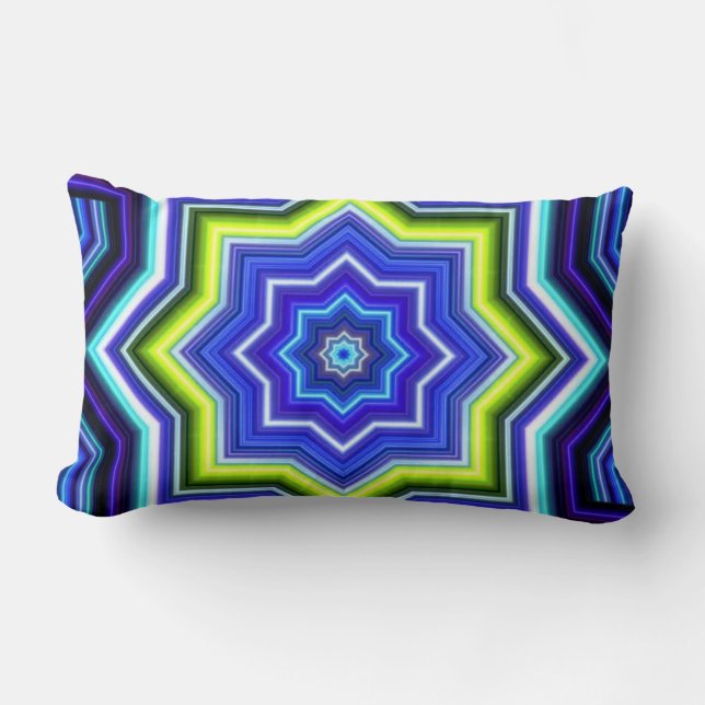 Rectangle Coussin Lumbar Motif bleu et jaune (Recto)