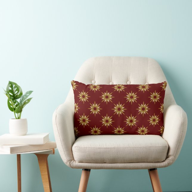 Rectangle Coussin Lumbar Motif Bourgogne et Gold Star (Chaise)