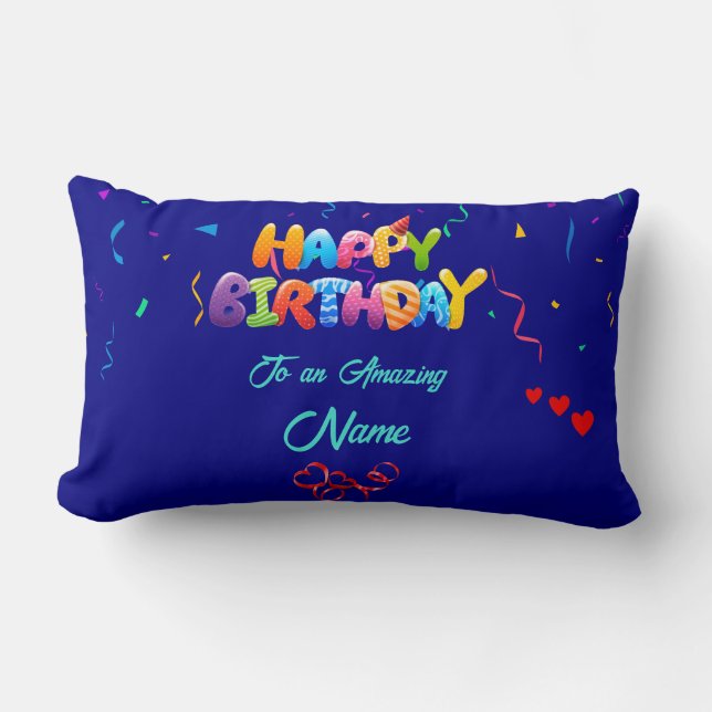 Rectangle Coussin Lumbar personnalisé - Cadeau d'anniversair (Recto)