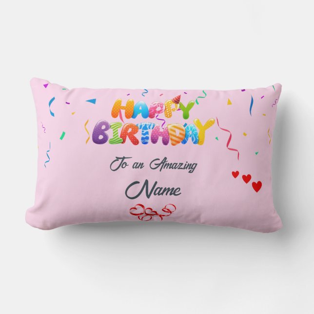 Rectangle Coussin Lumbar personnalisé - Cadeau d'anniversair (Recto)