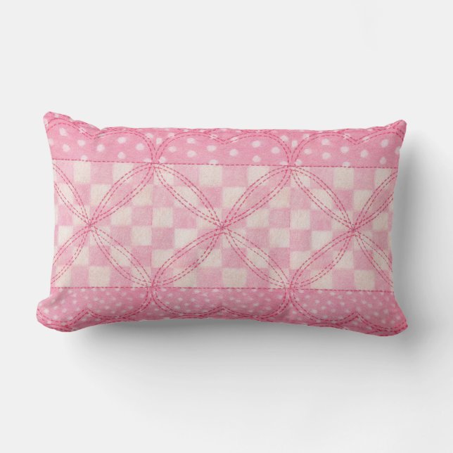 Rectangle Coussin Lumbar PINK HEART QUILT (Recto)