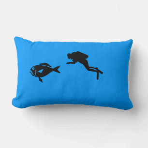 Rectangle Coussin (lumbar) - Plongeur sous-marin et poisson