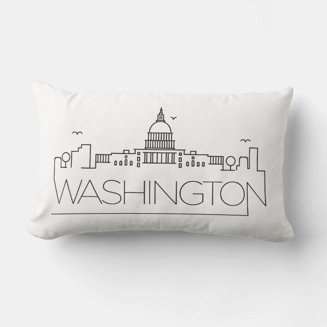 Rectangle Coussin Lumbar Skyline de Washington (Recto)
