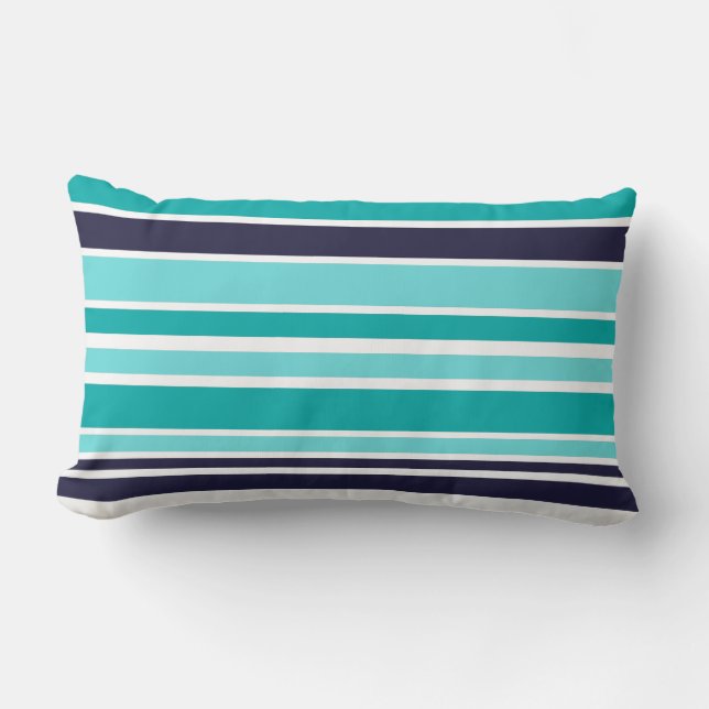 Rectangle Coussin Lumbar Turquoise Et Bleu Foncé (Recto)