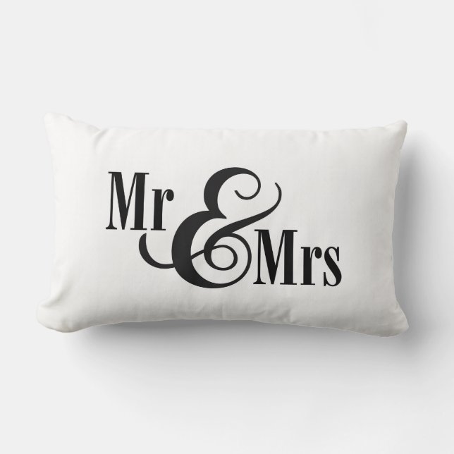 Rectangle coussin "M. & Mme" noir et blanc, personnalisé (Recto)