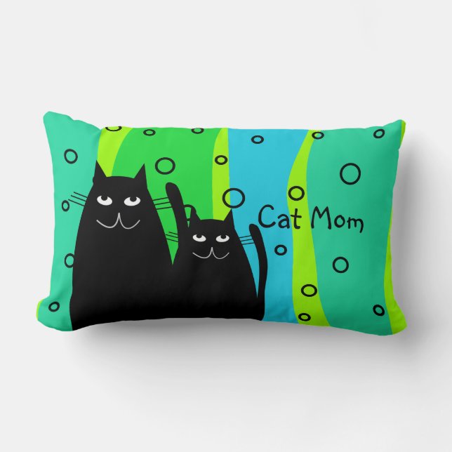 Rectangle Coussin "maman d'art de chat noir de chat " (Recto)