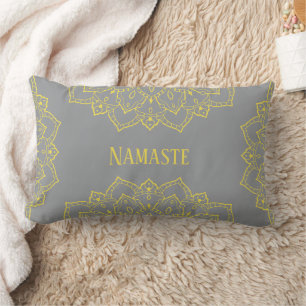 Rectangle Coussin Mandala Lumbar jaune et gris