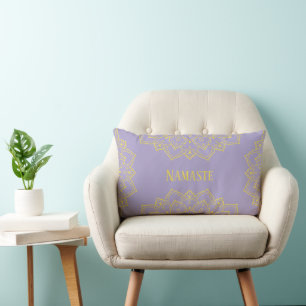 Rectangle Coussin Mandala Lumbar jaune et lavande