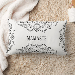 Rectangle Coussin Mandala Lumbar noir et blanc