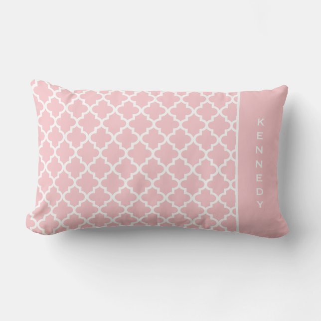 Rectangle Coussin marocain | de monogramme rose-clair (Recto)
