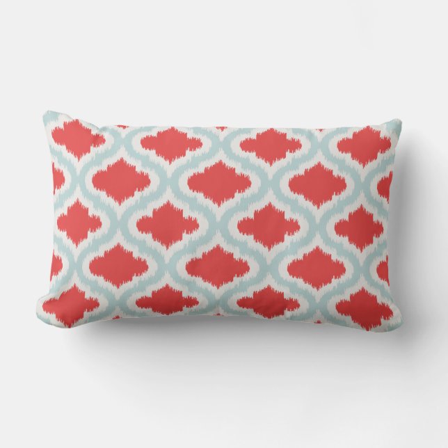 Rectangle coussin marocain d'ikat de motif de turquoise (Recto)