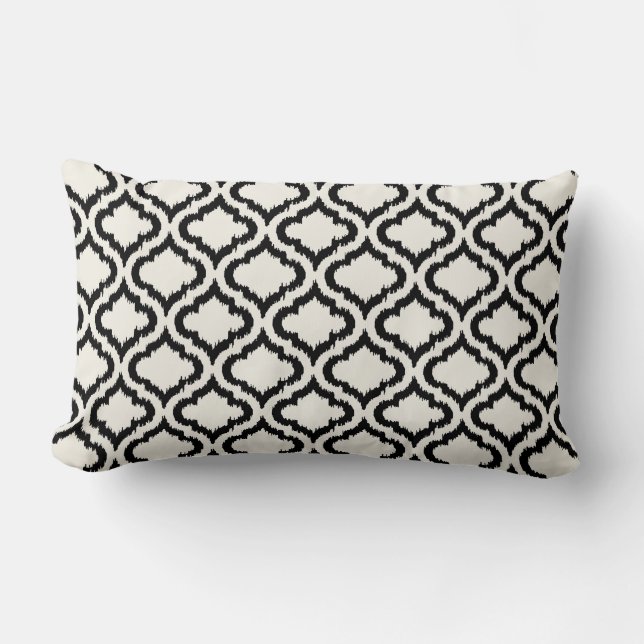 Rectangle Coussin marocain noir et blanc chic d'ikat de (Recto)