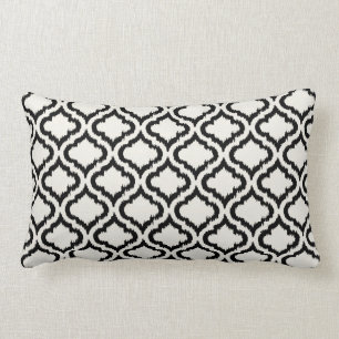 Rectangle Coussin marocain noir et blanc chic d'ikat de