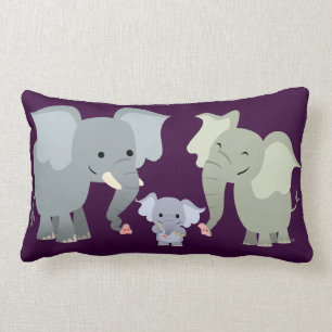 Rectangle Coussin mignon de famille d'éléphant de bande