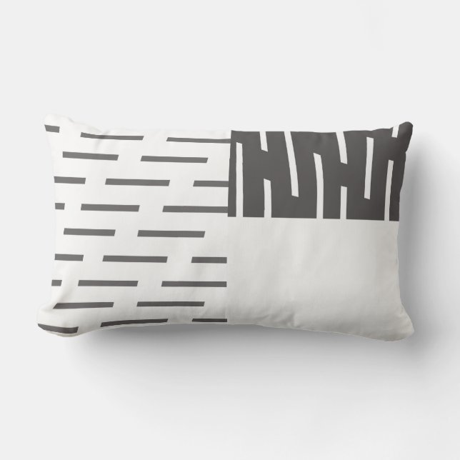 Rectangle coussin moderne abstrait motif gris et blanc (Recto)