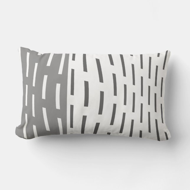 Rectangle coussin moderne abstrait motif gris et blanc (Recto)