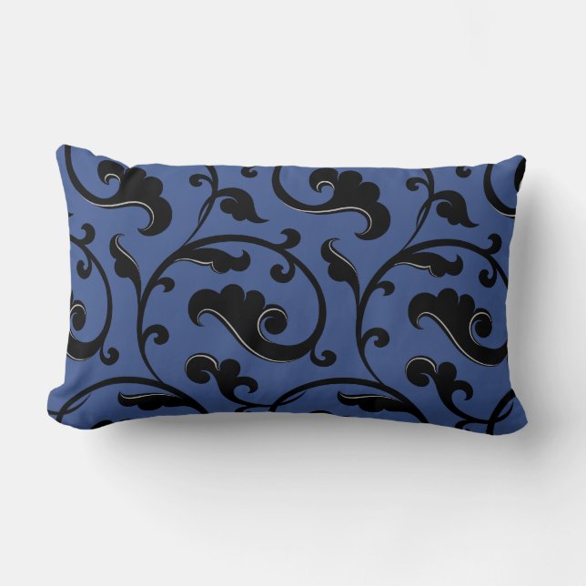 Rectangle Coussin moderne chic, bleu et noir (Recto)