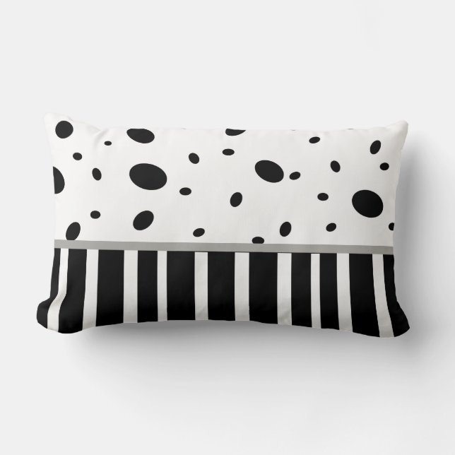 Rectangle coussin moderne chic noir et blanc points rayures (Recto)