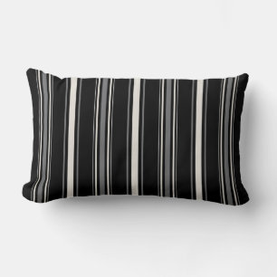 Rectangle Coussin moderne chic noir et blanc rayures