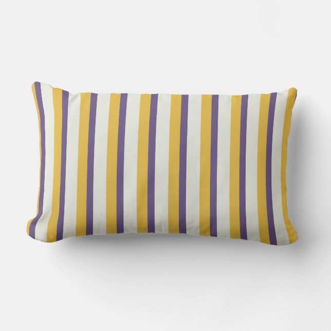 Rectangle Coussin moderne chic rayures jaune et violet (Recto)