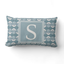 Coussin Monogramme Floral Bleu Boho