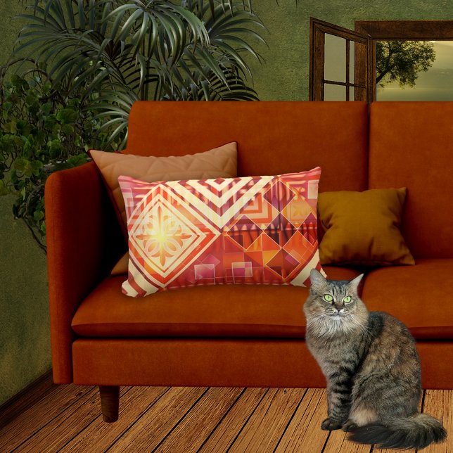 Rectangle Coussin Motif géométrique Abstrait rouge orange (Créateur téléchargé)