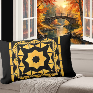 Rectangle Coussin Motif noir Ocher personnalisé
